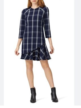 Shoshanna Aldora Navy Plaid Women's Dress Sz 4